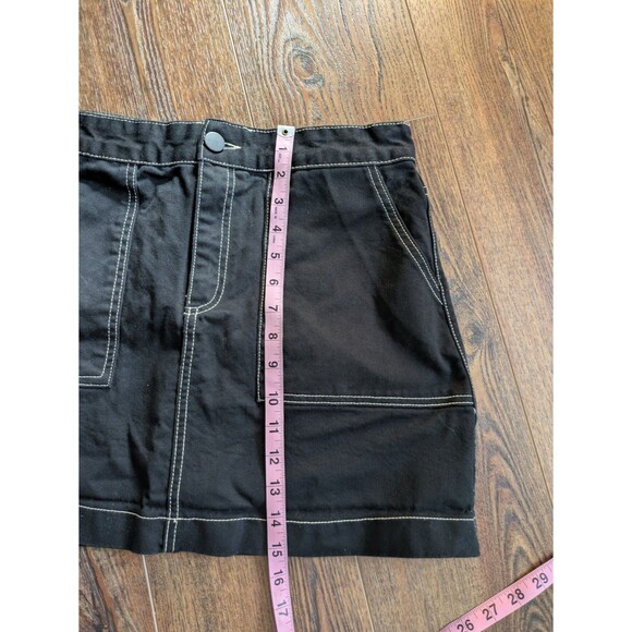 Zara TRF Collection Skirt Size Large Black A-Line Short w/ Contrast Stitching - Picture 9 of 9